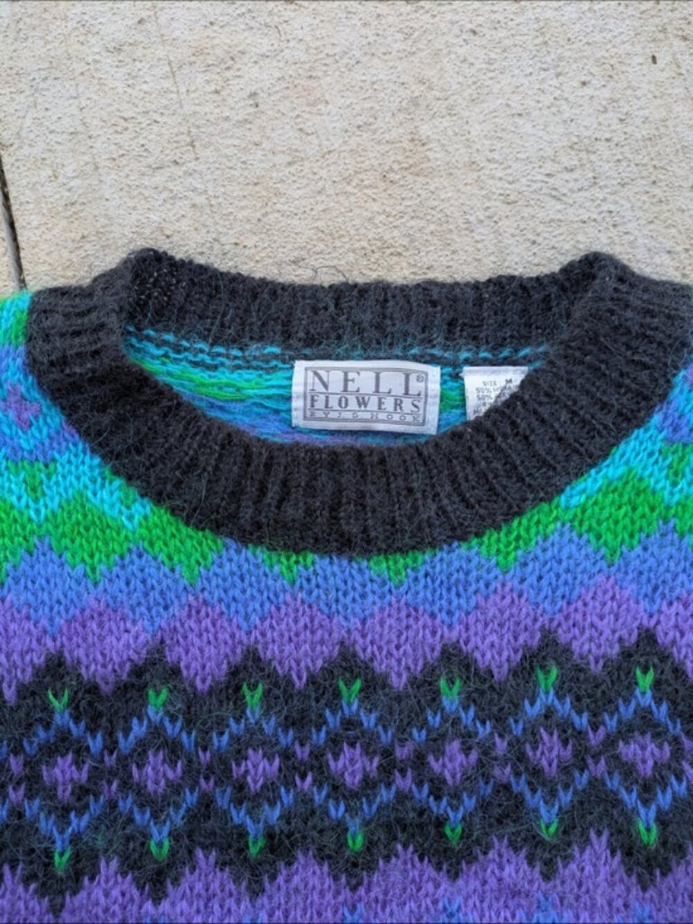 Nell Flowers By J.G. Hook Vintage Mohair Winter Ice Sweater Size Medium - Picture 3 of 6